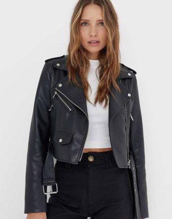 کت چرم اورجینال stradivarius